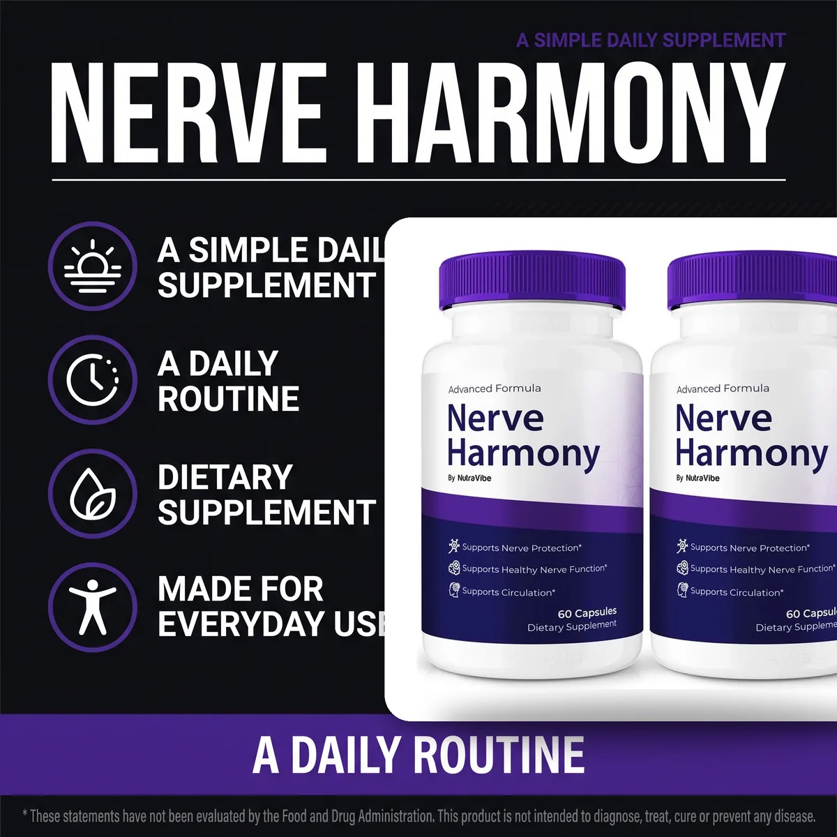 Nerve Harmony nerve support supplement presented as a simple daily dietary capsule
