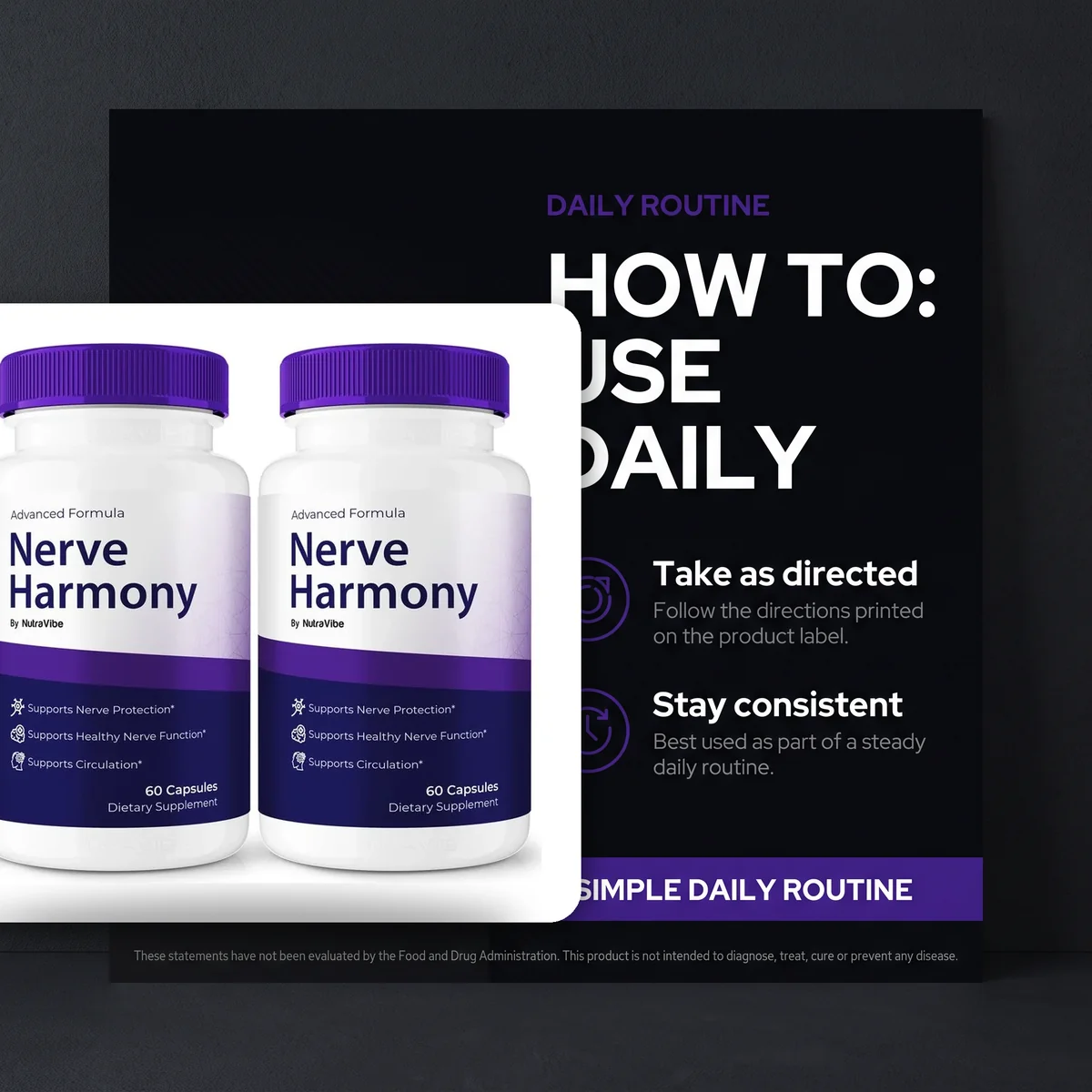 Nerve Harmony daily routine: two capsules a day as part of an ordinary morning and evening