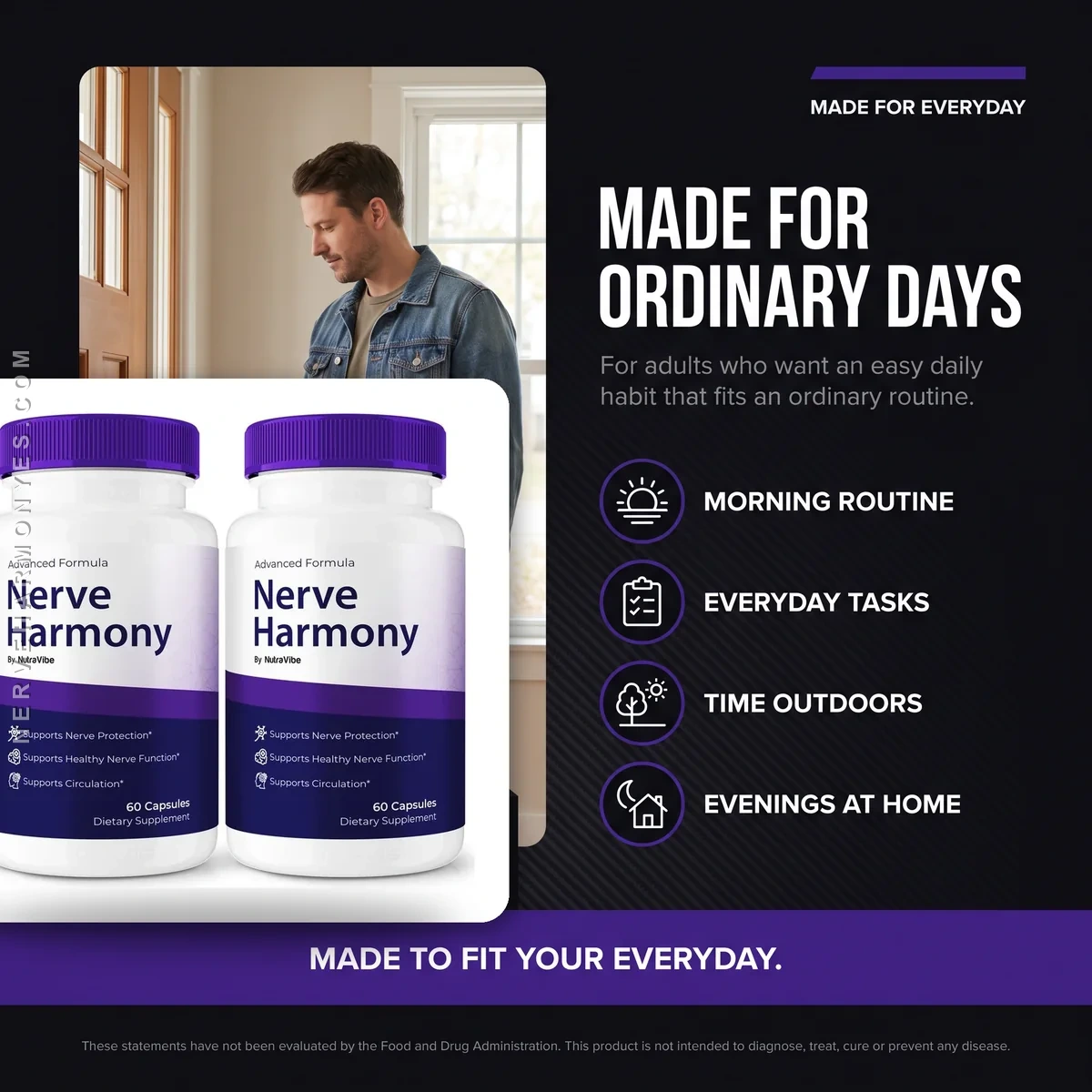 Who Nerve Harmony is for: adults who want a simple twice-daily nerve and circulation wellness habit