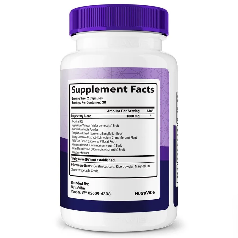 Nerve Harmony Supplement Facts panel showing the 1000 mg proprietary blend and its nine ingredients